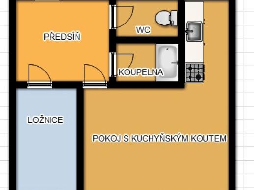Pronajem bytu 2+kk 45 m2