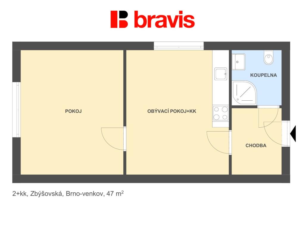 Pronájem bytu 2+kk 47 m2