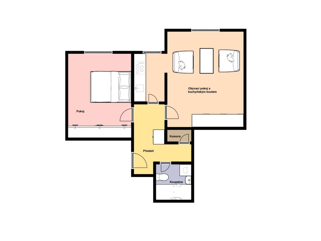 Pronájem bytu 2+kk 43 m2