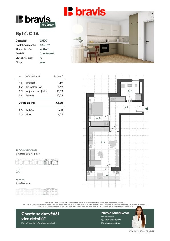 Prodej bytu 2+kk 53 m2