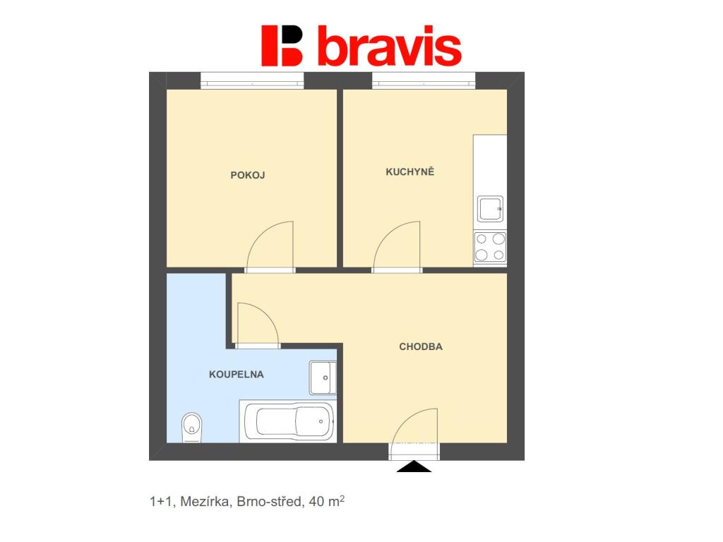 Pronájem bytu 1+1 40 m2