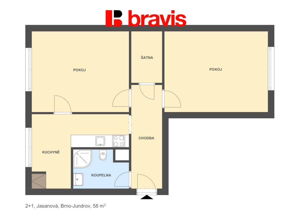Pronájem bytu 2+1 58 m2, Brno – náhled fotky 5