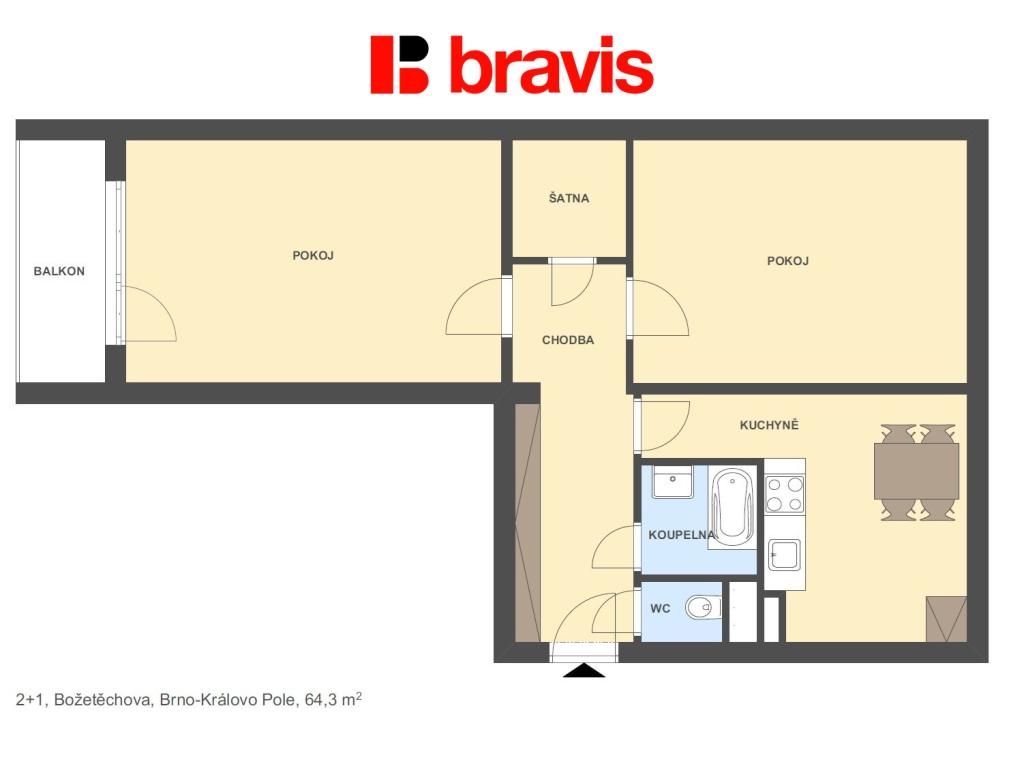 Prodej bytu 2+1 64 m2, Brno – náhled fotky 5