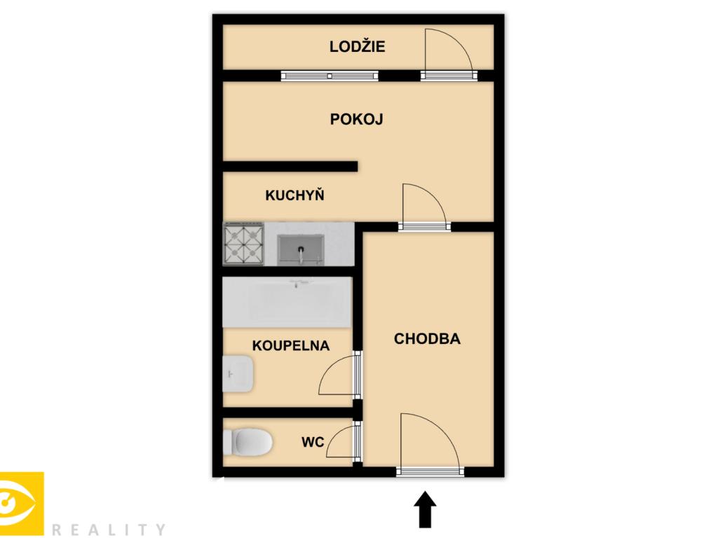 Pronájem bytu 1+kk 45 m2