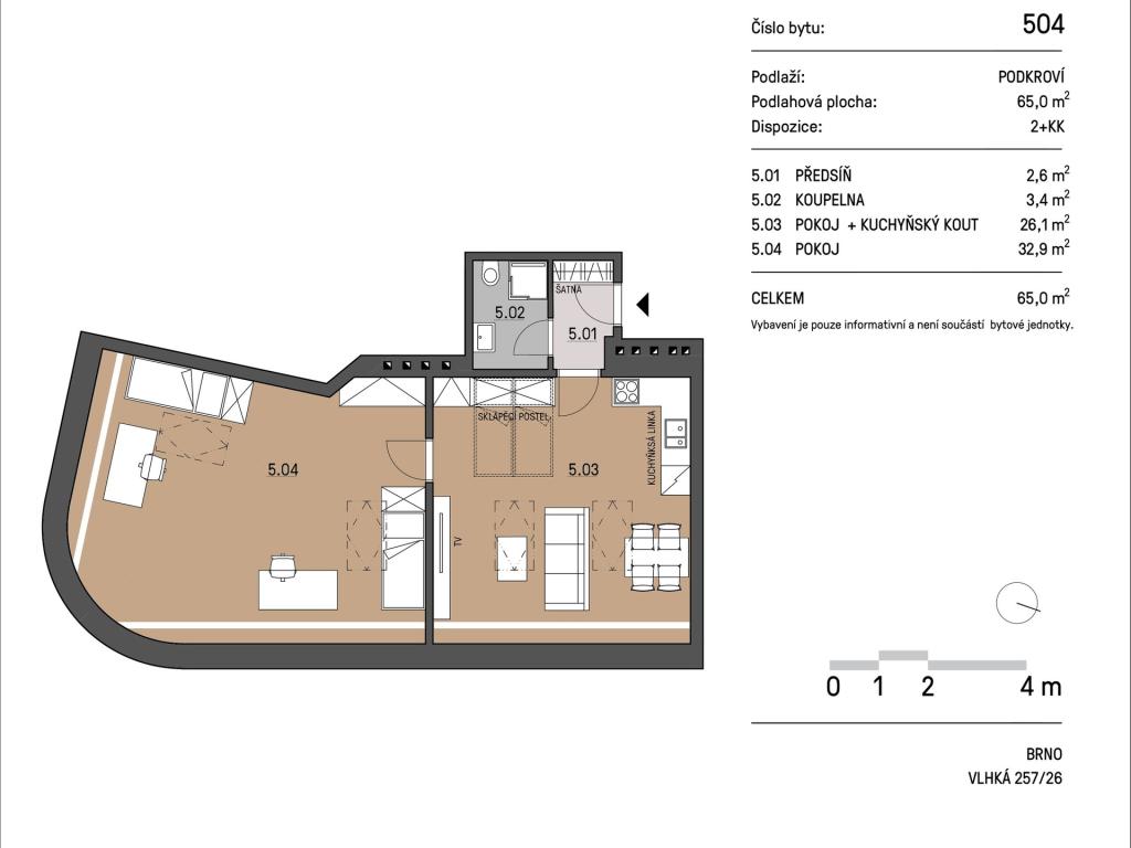 Pronájem bytu 2+kk 66 m2
