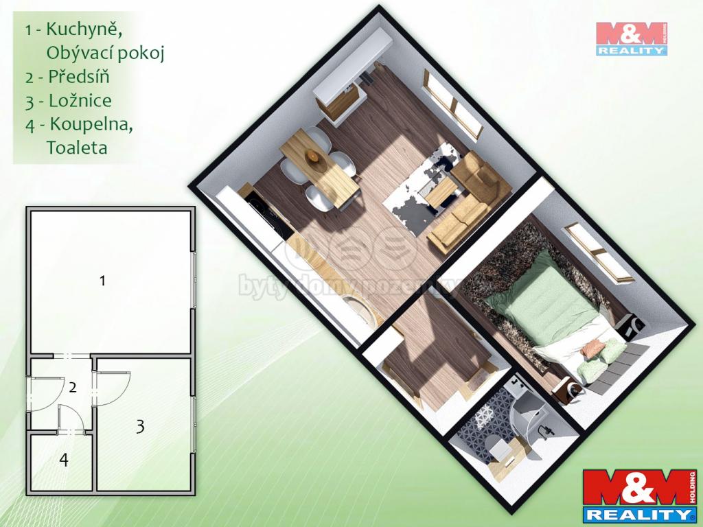 Pronajem bytu 2+kk 32 m2