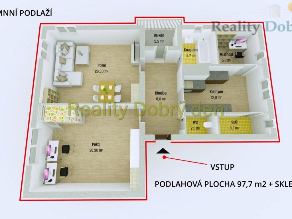 Prodej bytu 3+1 92 m2