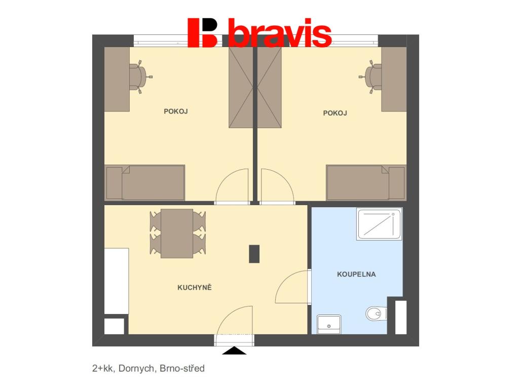 Pronájem bytu 2+kk 50 m2