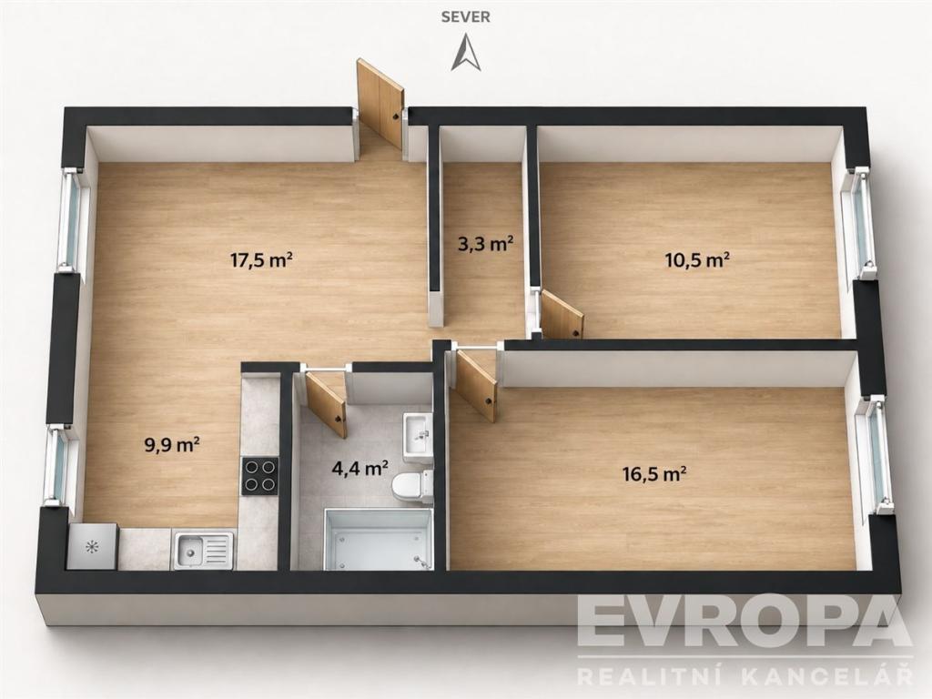 Pronájem bytu 3+kk 71 m2, Opava – náhled fotky 5