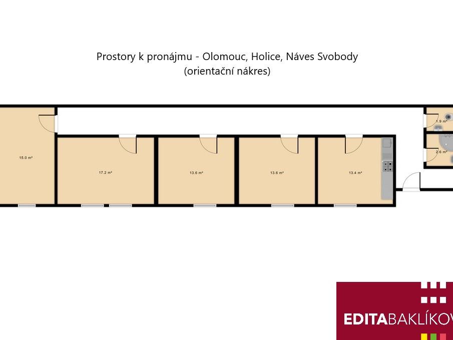 Pronájem bytu 1+kk 14 m2