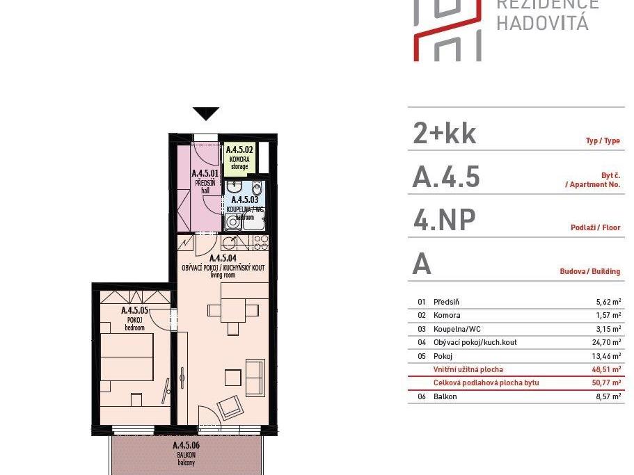 Pronajem bytu 2+kk 60 m2