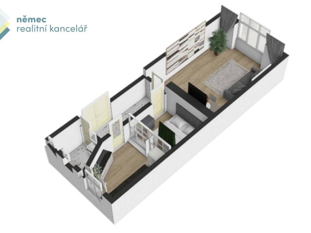 Pronájem bytu 2+kk 43 m2