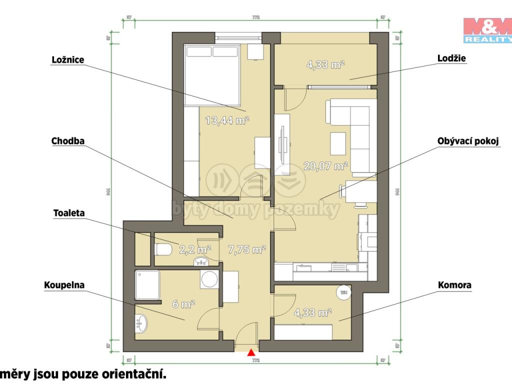 Pronajem bytu 2+kk 62 m2