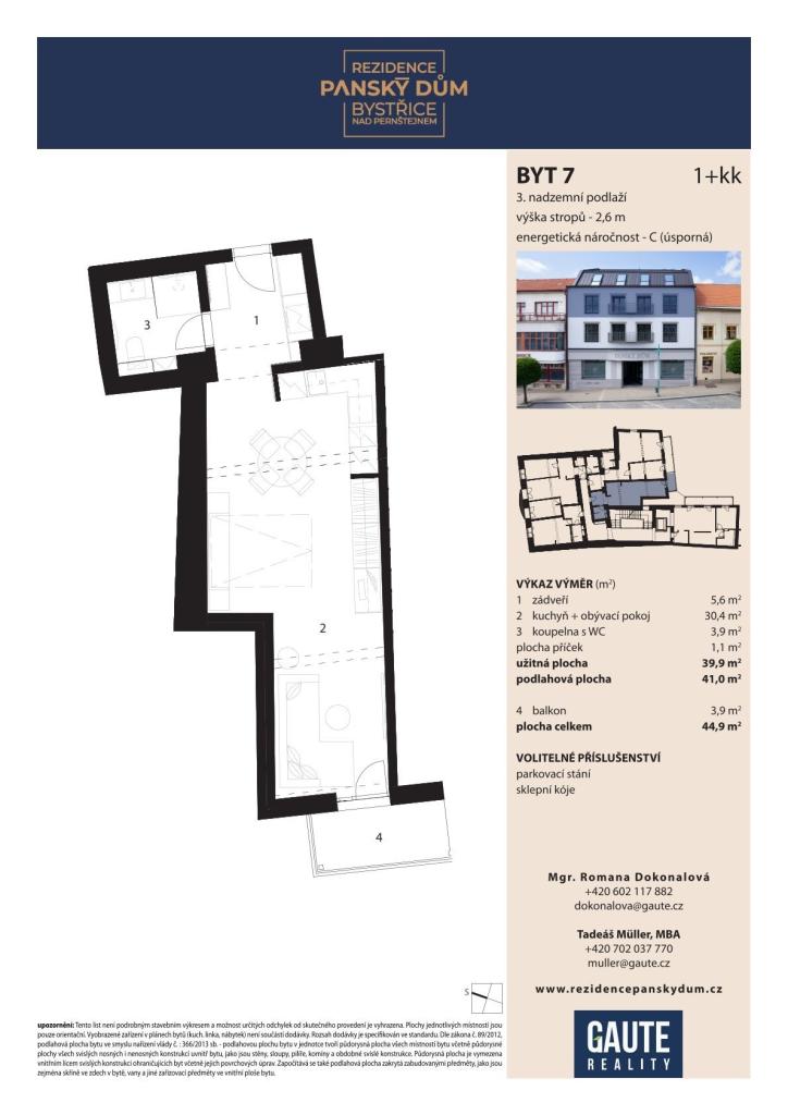 Pronájem bytu 1+kk 41 m2