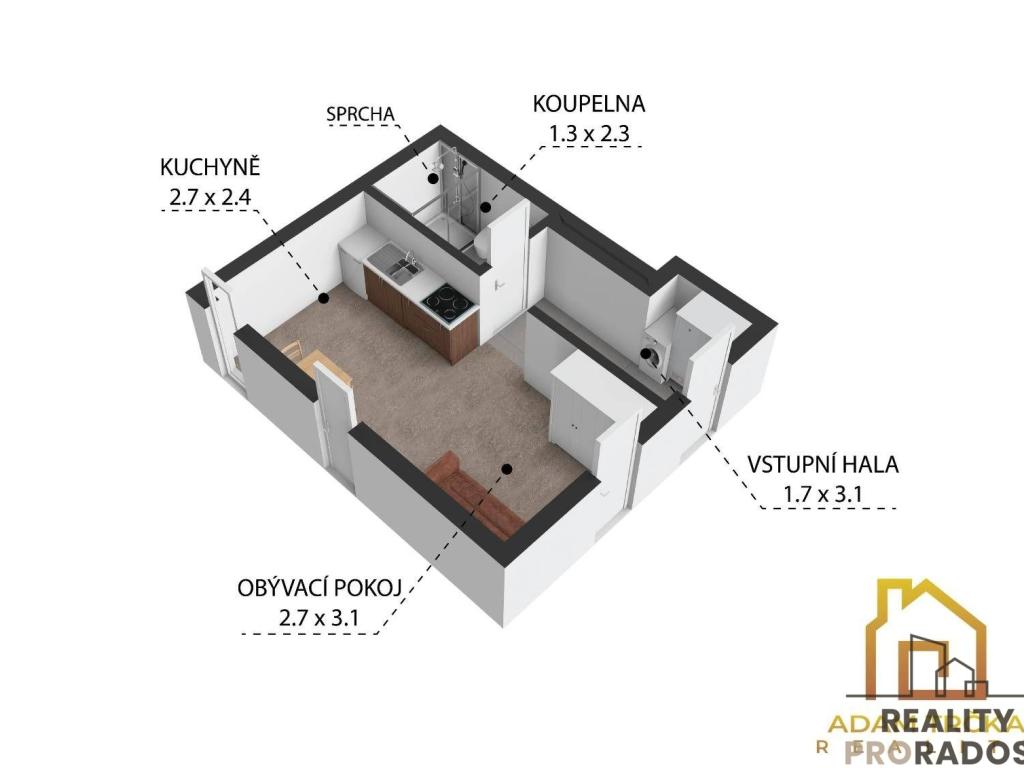 Pronájem bytu 1+kk 25 m2