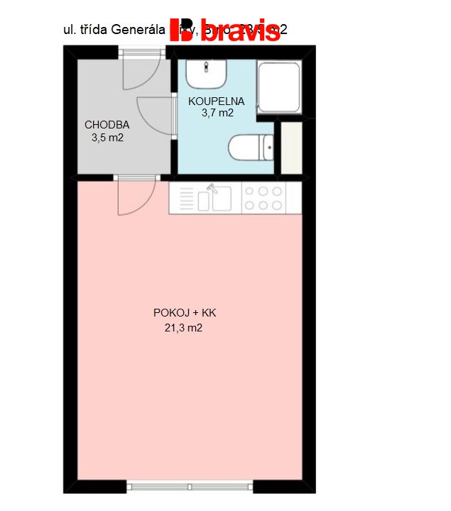 Pronájem bytu 1+kk 28 m2