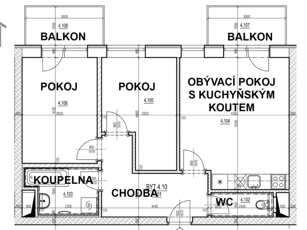 Pronájem bytu 3+kk 62 m2