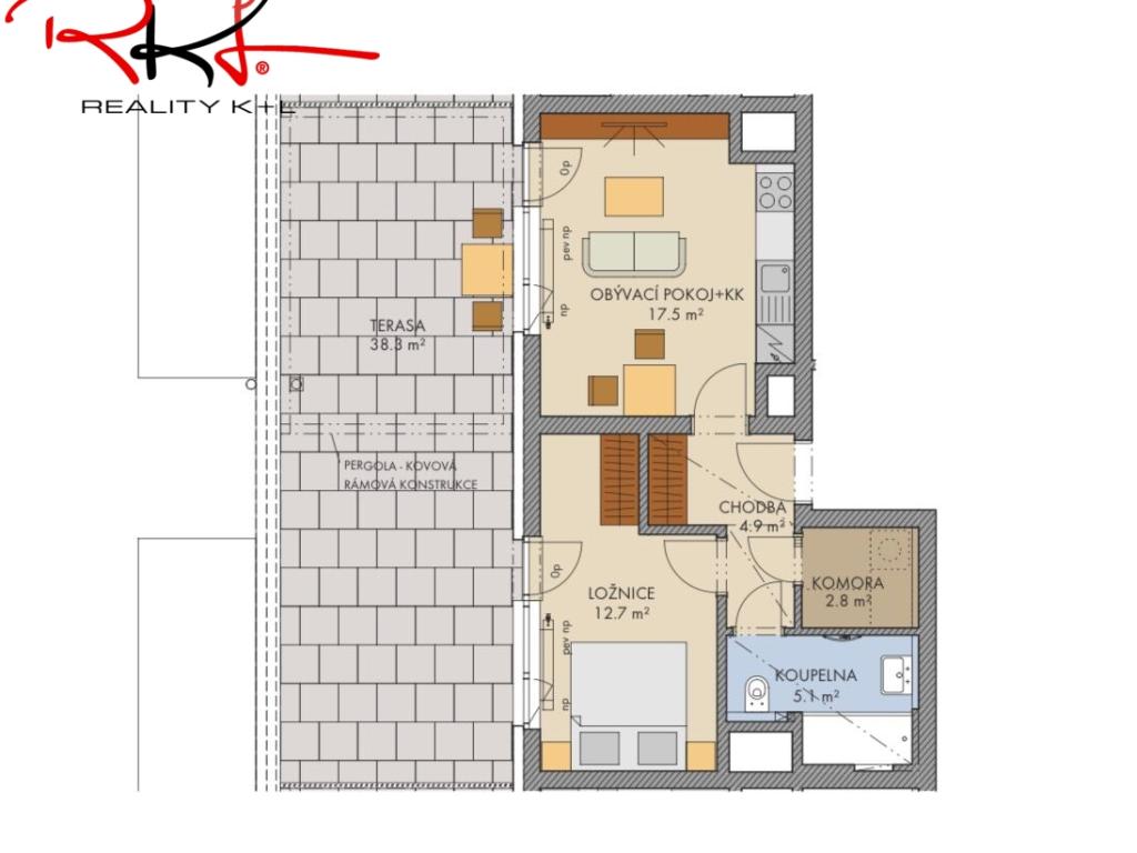 Pronájem bytu 2+kk 46 m2