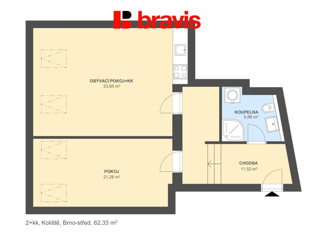 Pronájem bytu 2+kk 62 m2
