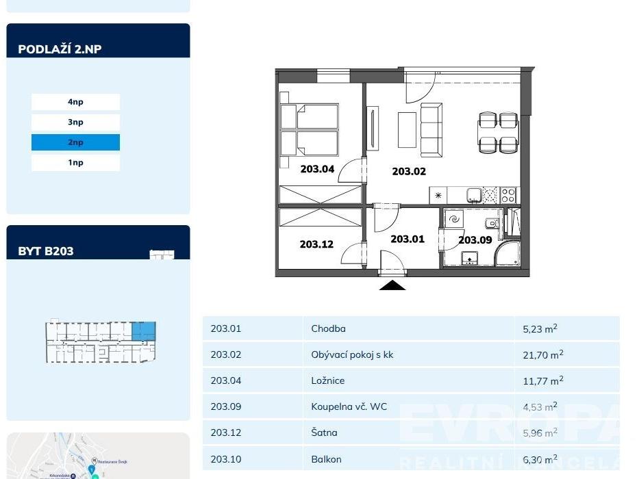 Pronájem bytu 2+kk 50 m2