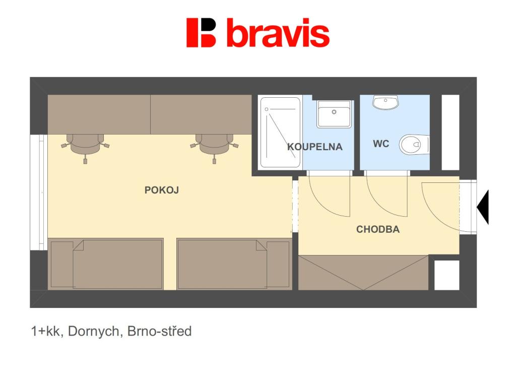 Pronájem bytu 1+kk 24 m2
