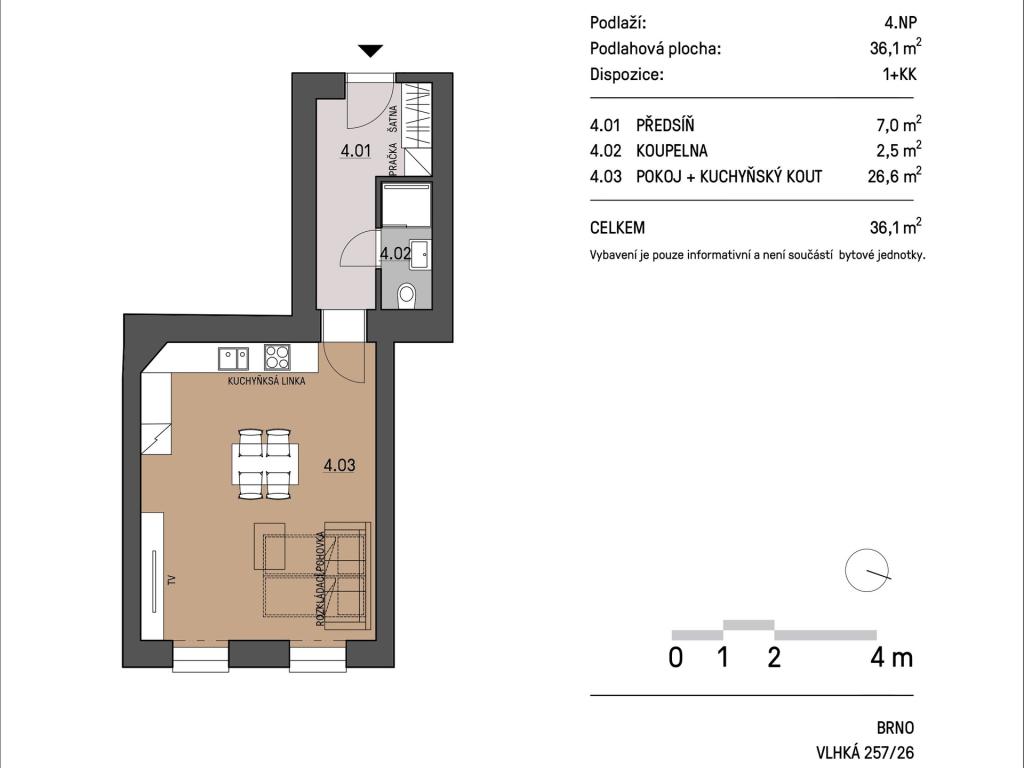 Pronájem bytu 1+kk 37 m2