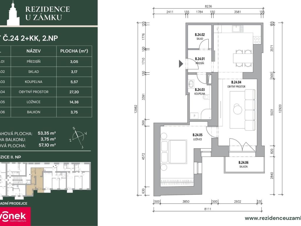 Prodej bytu 2+kk 56 m2