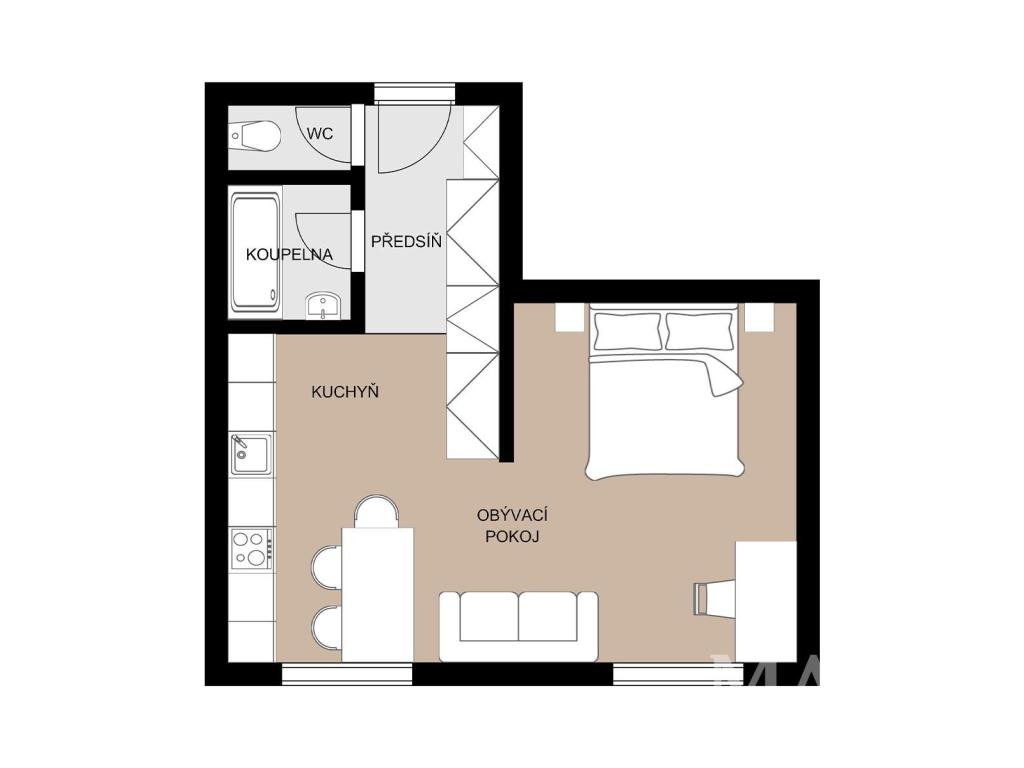 Pronájem bytu 1+kk 37 m2