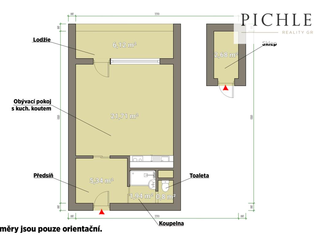 Pronájem bytu 1+kk 39 m2