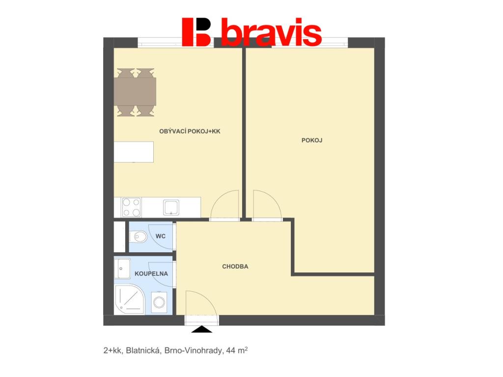 Pronájem bytu 2+kk 44 m2