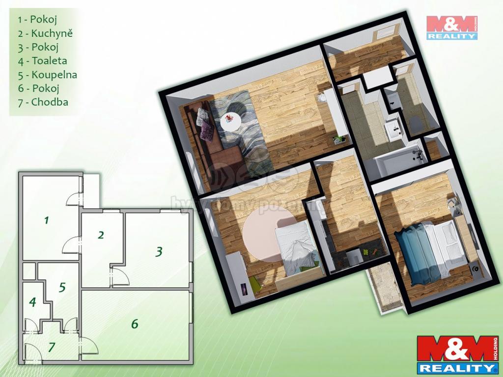 Pronajem bytu 3+1 60 m2