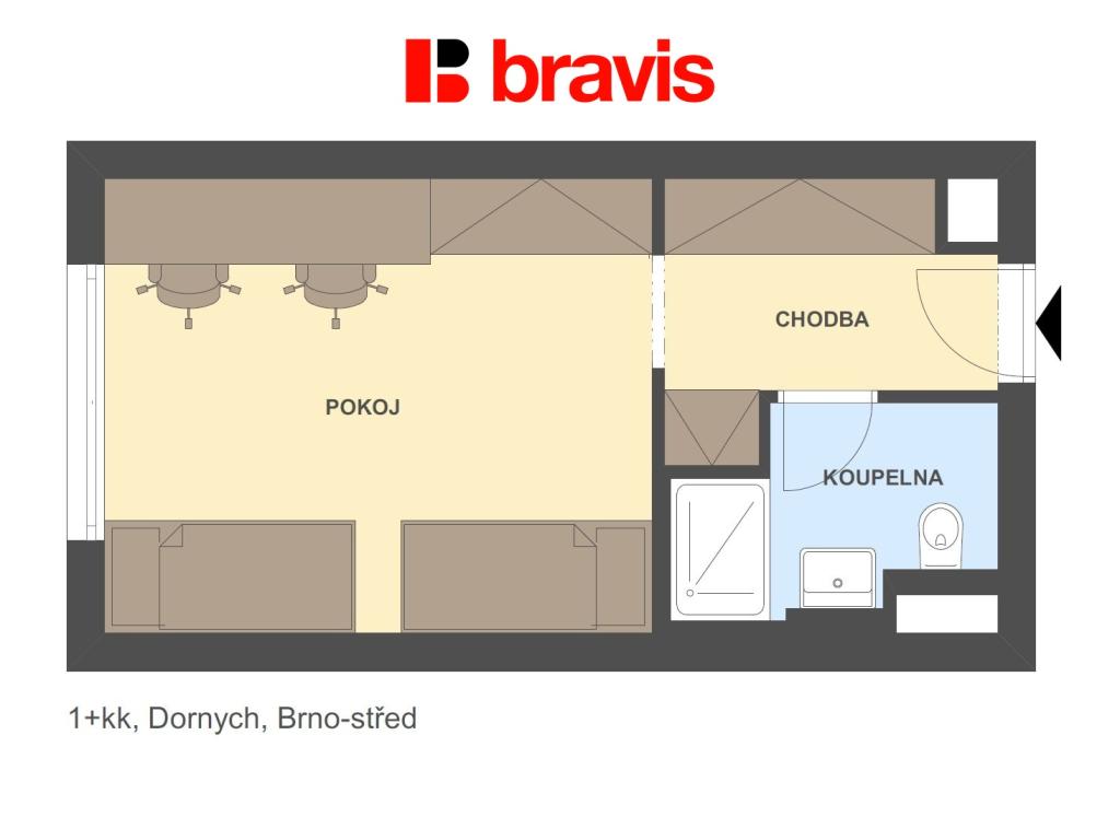 Pronájem bytu 1+kk 24 m2