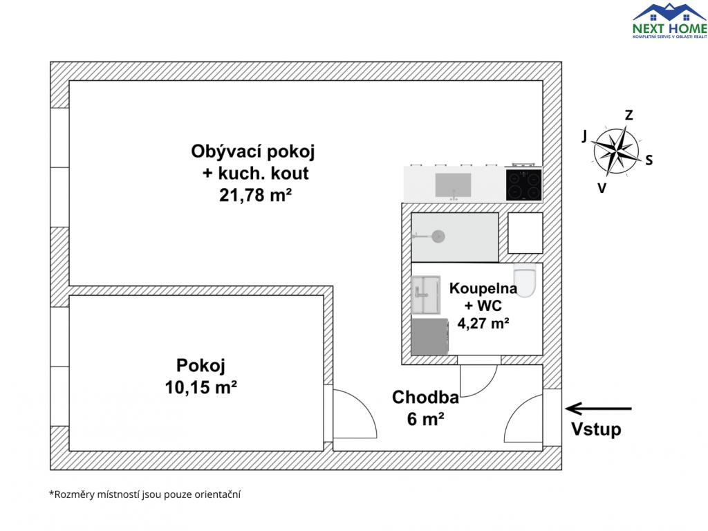 Pronájem bytu 2+kk 42 m2