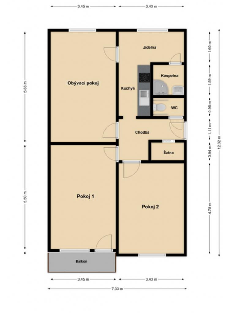 Pronajem bytu 3+1 81 m2