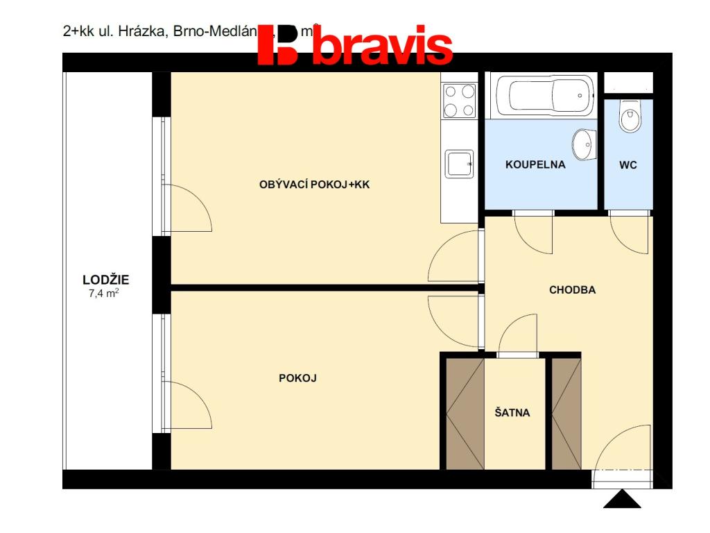 Pronájem bytu 2+kk 58 m2