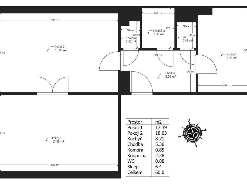 Pronájem bytu 2+1 60 m2