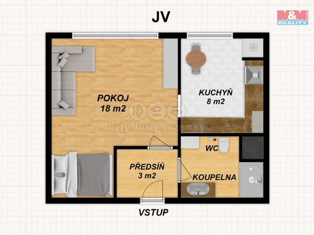 Pronajem bytu 1+1 32 m2