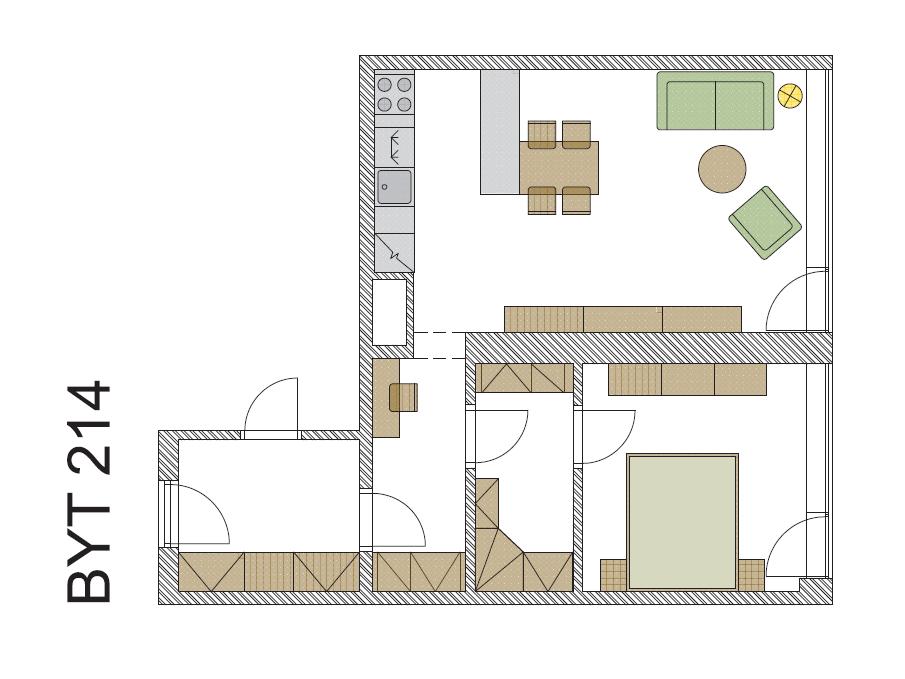 Pronajem bytu 2+kk 90 m2