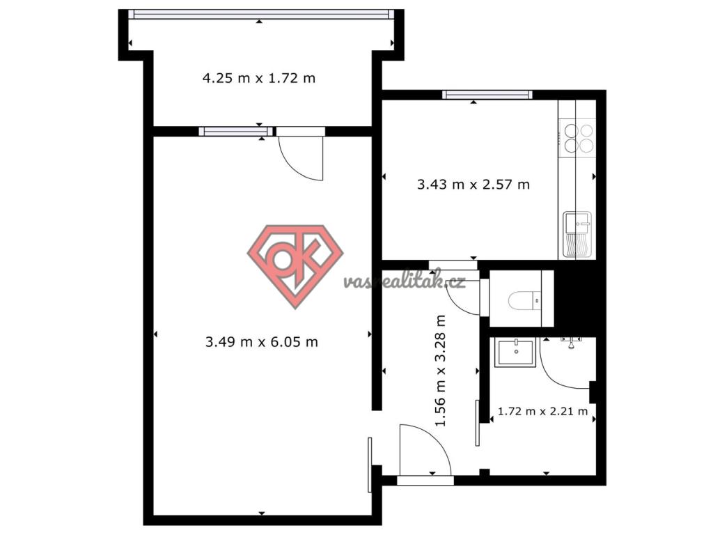 Pronájem bytu 1+1 39 m2