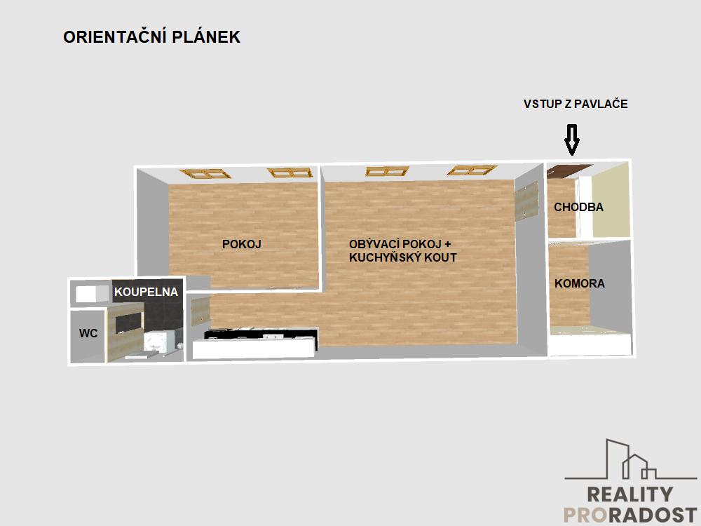 Pronájem bytu 2+kk 60 m2