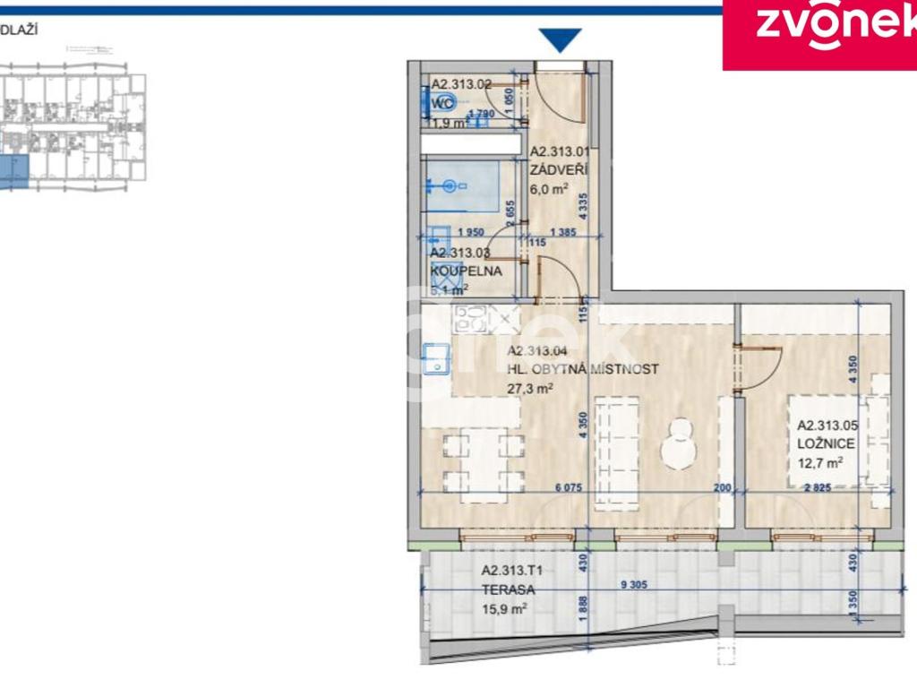Pronájem bytu 2+kk 55 m2, Brno – náhled fotky 3