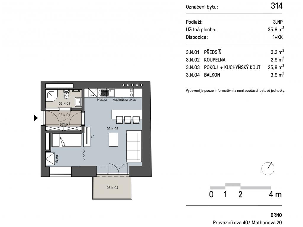 Pronajem bytu 1+kk 36 m2