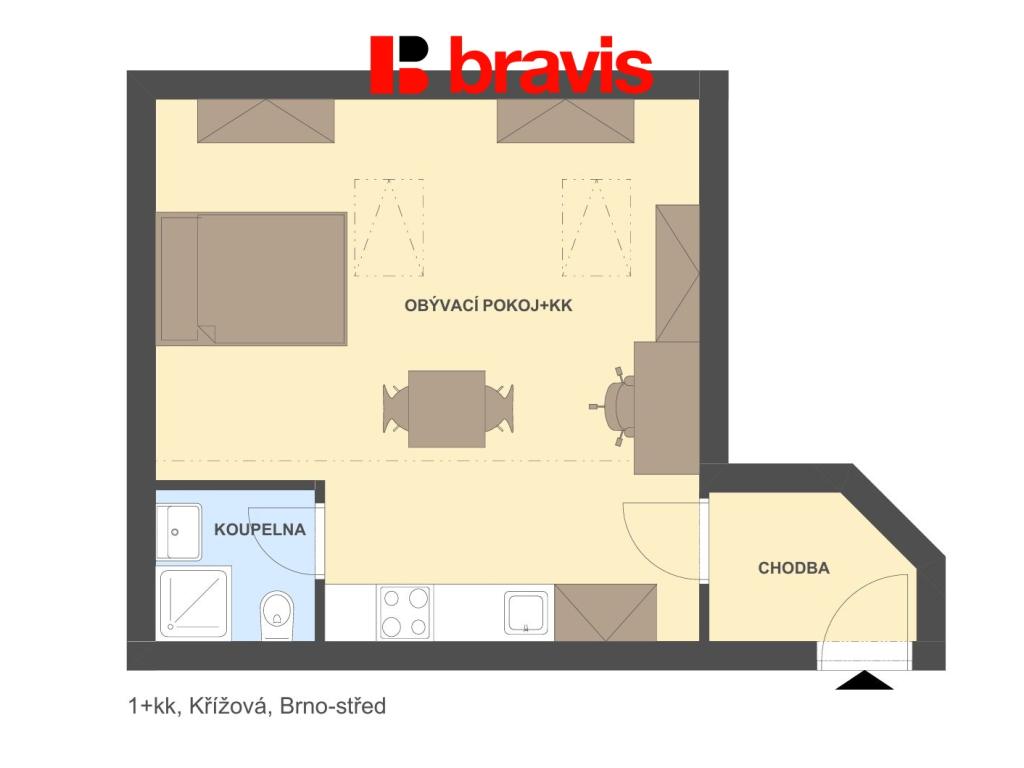 Pronájem bytu 1+kk 27 m2