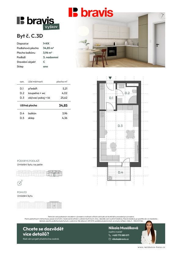 Prodej bytu 1+kk 43 m² – pohled 5