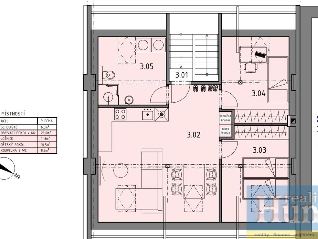 Pronájem bytu 3+kk 60 m2