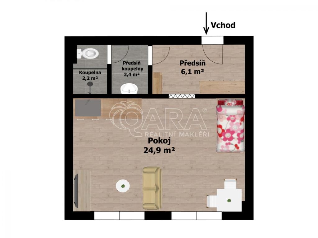 Pronájem bytu 1+kk 35 m2, Starý Jičín – náhled fotky 6