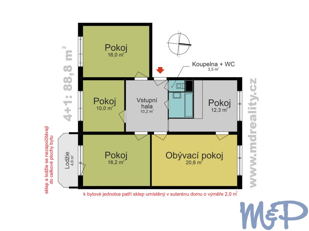 Prodej bytu 4+1 88 m2, Třebíč – náhled fotky 2