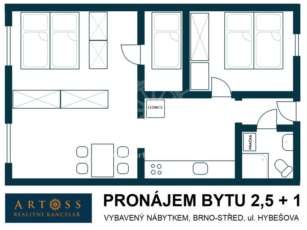 Pronájem bytu 2+1 54 m²