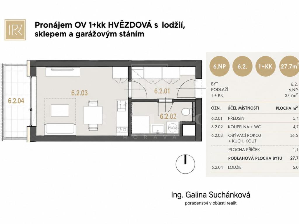 Pronájem bytu 1+kk 27 m2