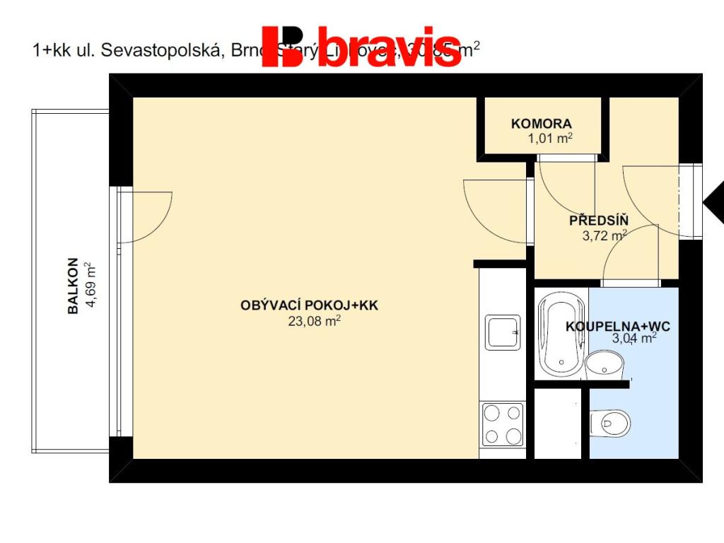 Pronájem bytu 1+kk 35 m2